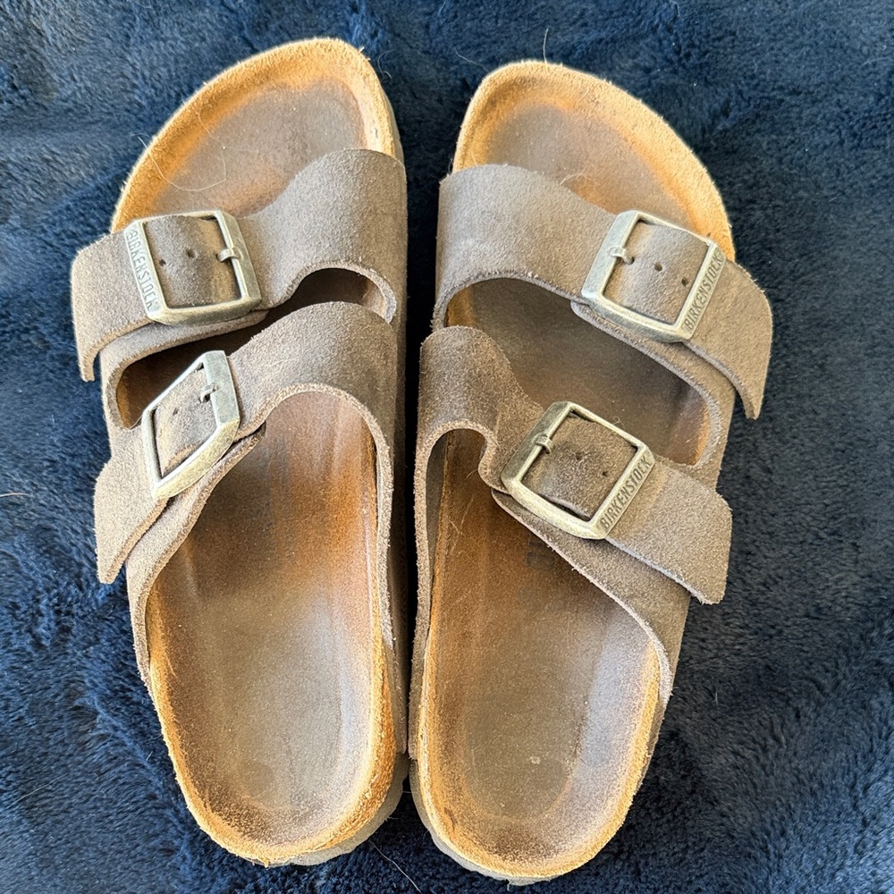 Dark grey Birkenstock Suede Sandals with Buckles. Size 37
